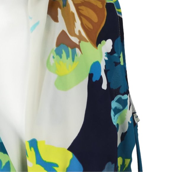 Cabi Spring Blossom Faux Wrap Blouse Size M Draped Sleeveless V-Neck Blue - Picture 3 of 12